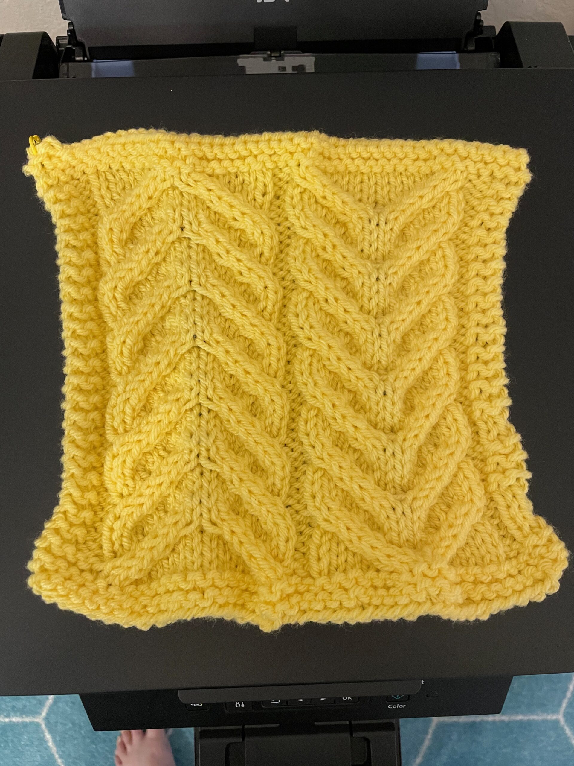 Staghorn Cable Swatch before blocking